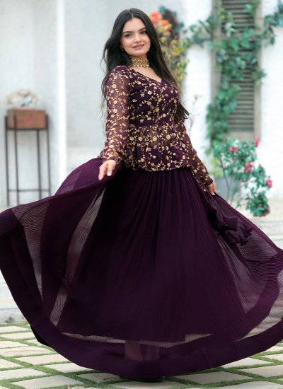 Purple Sequins Crush Readymade Lehenga Choli