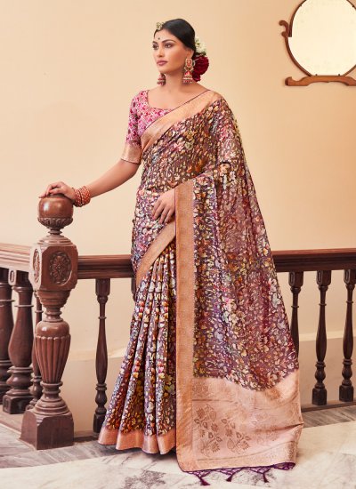 Purple Silk Ceremonial Designer Traditional Saree