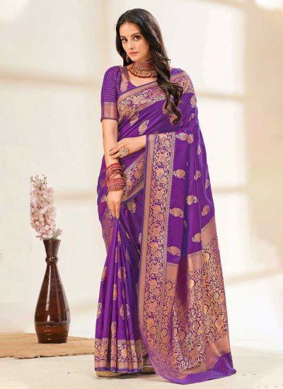 Purple Silk Classic Saree