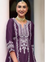Purple Silk Engagement Readymade Salwar Kameez