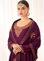 Purple Tussar Silk Designer Pakistani Salwar Suit