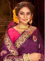 Purple Weaving Banarasi Silk Designer Saree
