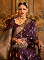 Purple Weaving Engagement Trendy Saree