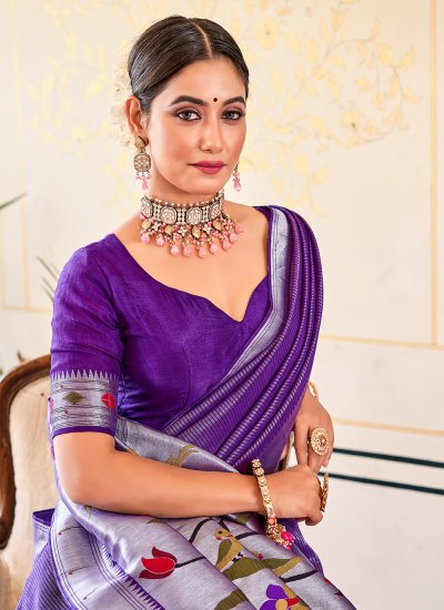 
                            Purple Weaving Saree