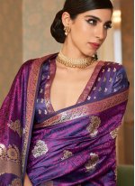 Purple Weaving Satin Trendy Saree
