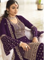 Purple Wedding Georgette Readymade Salwar Kameez