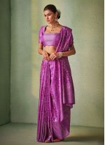 Purple Zari Engagement Trendy Saree