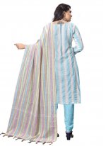 Radiant Aqua Blue Handloom Cotton Salwar Kameez