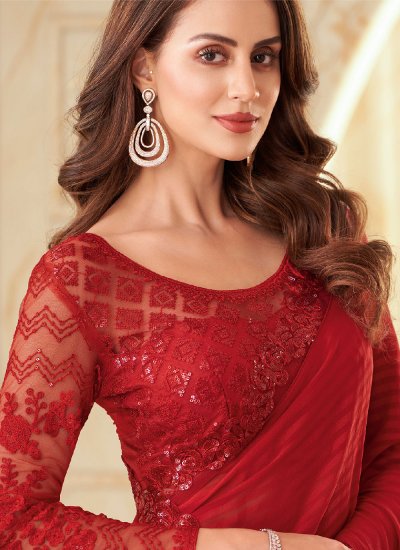 
                            Radiant Embroidered Red Classic Saree