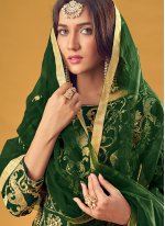 Radiant Georgette Green Embroidered Readymade Salwar Kameez
