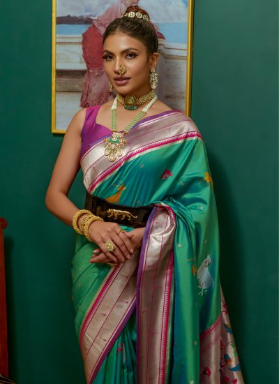 
                            Rama Woven Silk Trendy Saree