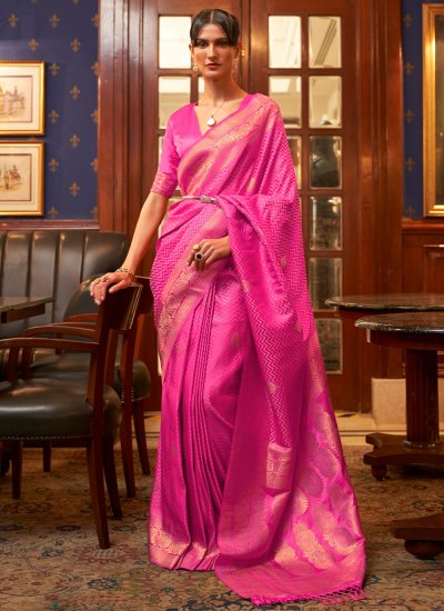 Rani Color Contemporary Style Saree
