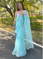 Ravishing Gota Work Aqua Blue Classic Designer Saree