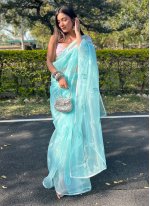 Ravishing Gota Work Aqua Blue Classic Designer Saree