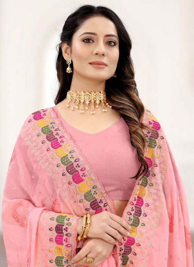 Ravishing Pink Net Classic Saree