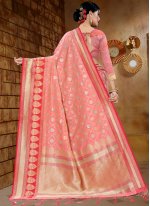 Ravishing Pink Woven Designer Traditional Saree