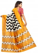 Raw Silk Printed Saree in Multi Colour