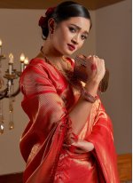 Raw Silk Red Fancy Traditional Designer Saree