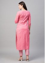 Rayon Designer Pink Casual Kurti