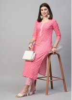 Rayon Designer Pink Casual Kurti
