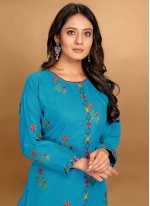 Rayon Embroidered Casual Kurti in Blue