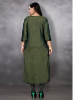 Rayon Embroidered Green Party Wear Kurti