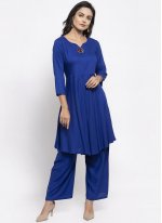 Rayon Readymade Suit in Blue