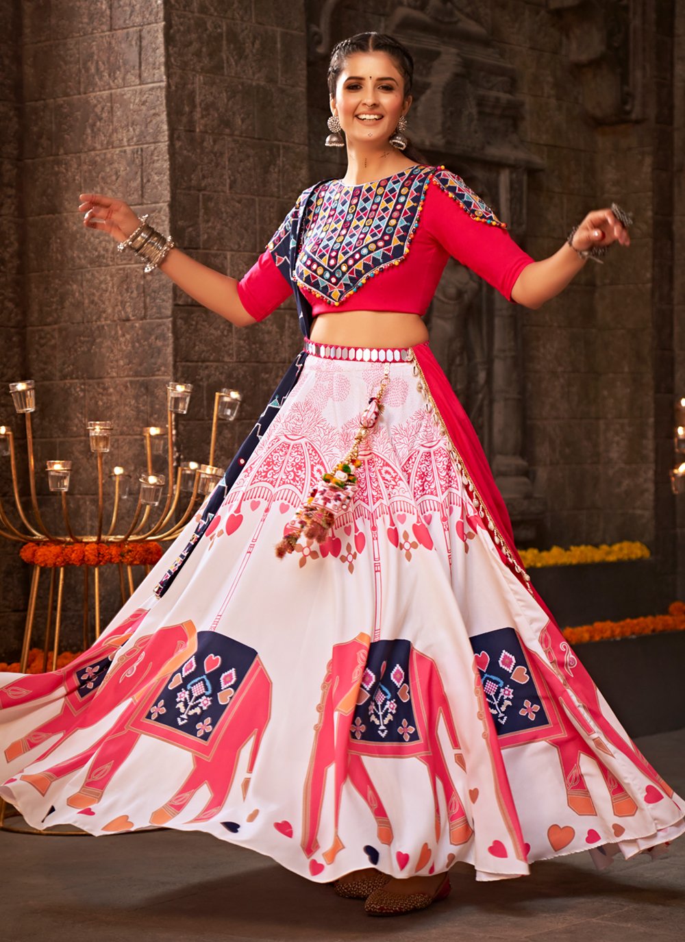 Fine White Jacquard A Line Lehenga Choli 