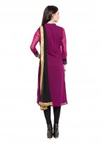 Readymade Anarkali Salwar Suit Embroidered Faux Georgette in Magenta
