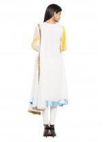Readymade Anarkali Salwar Suit Printed Faux Georgette in Off White