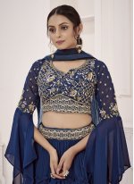 Readymade Lehenga Choli Embroidered Georgette in Navy Blue