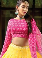 Readymade Lehenga Choli Fancy Bamber Georgette  in Pink and Yellow