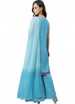 Readymade Salwar Suit Printed Georgette in Aqua Blue
