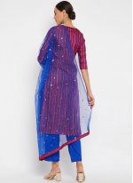 Readymade Salwar Suit Stripe Print Silk in Magenta