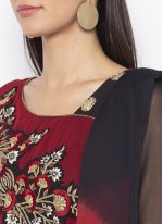 Readymade Suit Embroidered Georgette in Maroon
