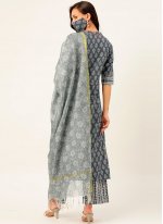 Readymade Suit Print Cotton in Grey