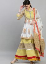 Readymade Suit Print Cotton in Mustard