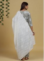 Readymade Suit Printed Cotton in Grey
