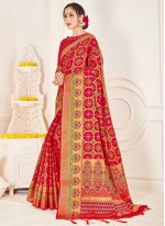 Red Art Banarasi Silk Designer Traditional Saree