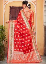 Red Banarasi Silk Festival Designer Saree