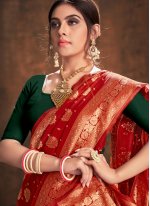 Red Banarasi Silk Trendy Saree