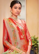 Red Banarasi Silk Weaving Bollywood Saree