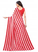 Red Casual Faux Georgette Saree