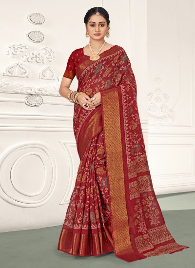 Red Casual Traditional Saree