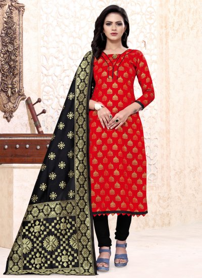 Red Color Churidar Suit
