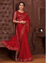 Red Color Contemporary Style Saree