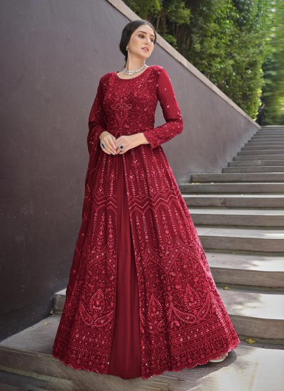Red Color Floor Length Gown