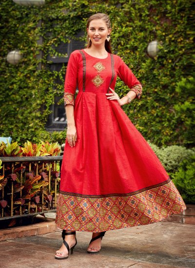 Red Color Party Wear Kurti