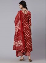 Red Cotton Palazzo Salwar Suit