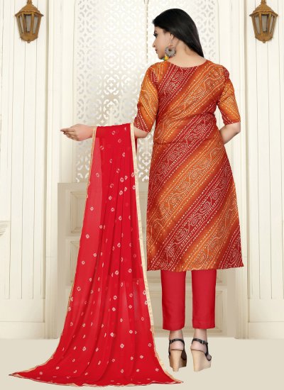 Red Embroidered Cotton Bollywood Salwar Kameez